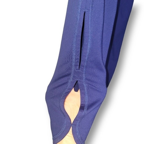 Free People Movement Capri Crop Yoga Pants Leggings Navy Blue with Cut Outs M - Picture 3 of 4